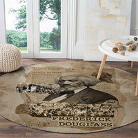 Frederick Douglass Round Carpet Sepia Newspaper Collage Civil Rights March Historic Quote Design - Wonder Print Shop