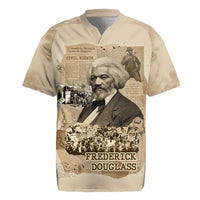 Frederick Douglass Rugby Jersey Sepia Newspaper Collage Civil Rights March Historic Quote Design TS04