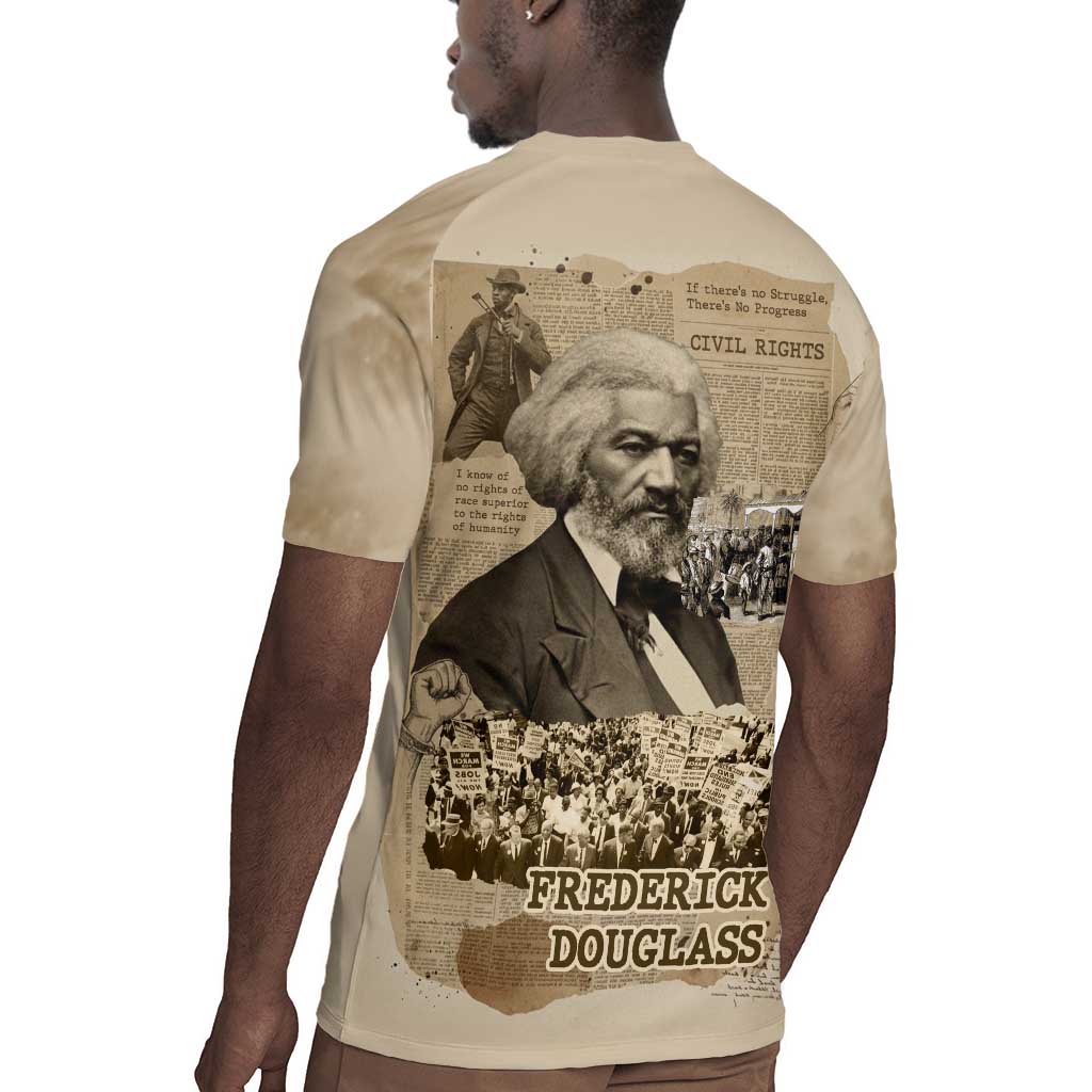Frederick Douglass Rugby Jersey Sepia Newspaper Collage Civil Rights March Historic Quote Design TS04