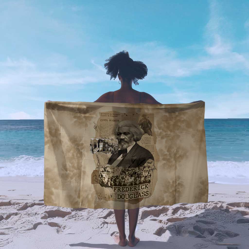 Frederick Douglass Sarong Sepia Newspaper Collage Civil Rights March Historic Quote Design - Wonder Print Shop