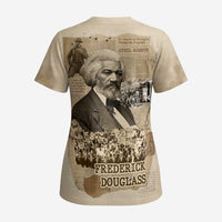 Frederick Douglass Scrub Top Sepia Newspaper Collage Civil Rights March Historic Quote Design - Wonder Print Shop