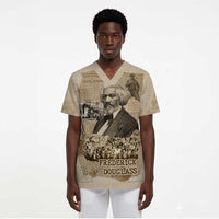 Frederick Douglass Scrub Top Sepia Newspaper Collage Civil Rights March Historic Quote Design - Wonder Print Shop