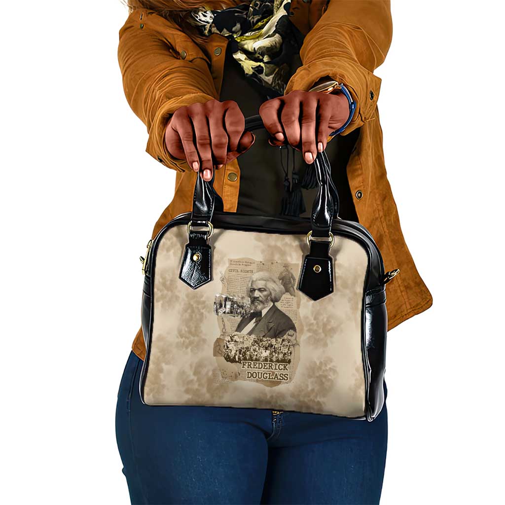 Frederick Douglass Shoulder Handbag Sepia Newspaper Collage Civil Rights March Historic Quote Design - Wonder Print Shop