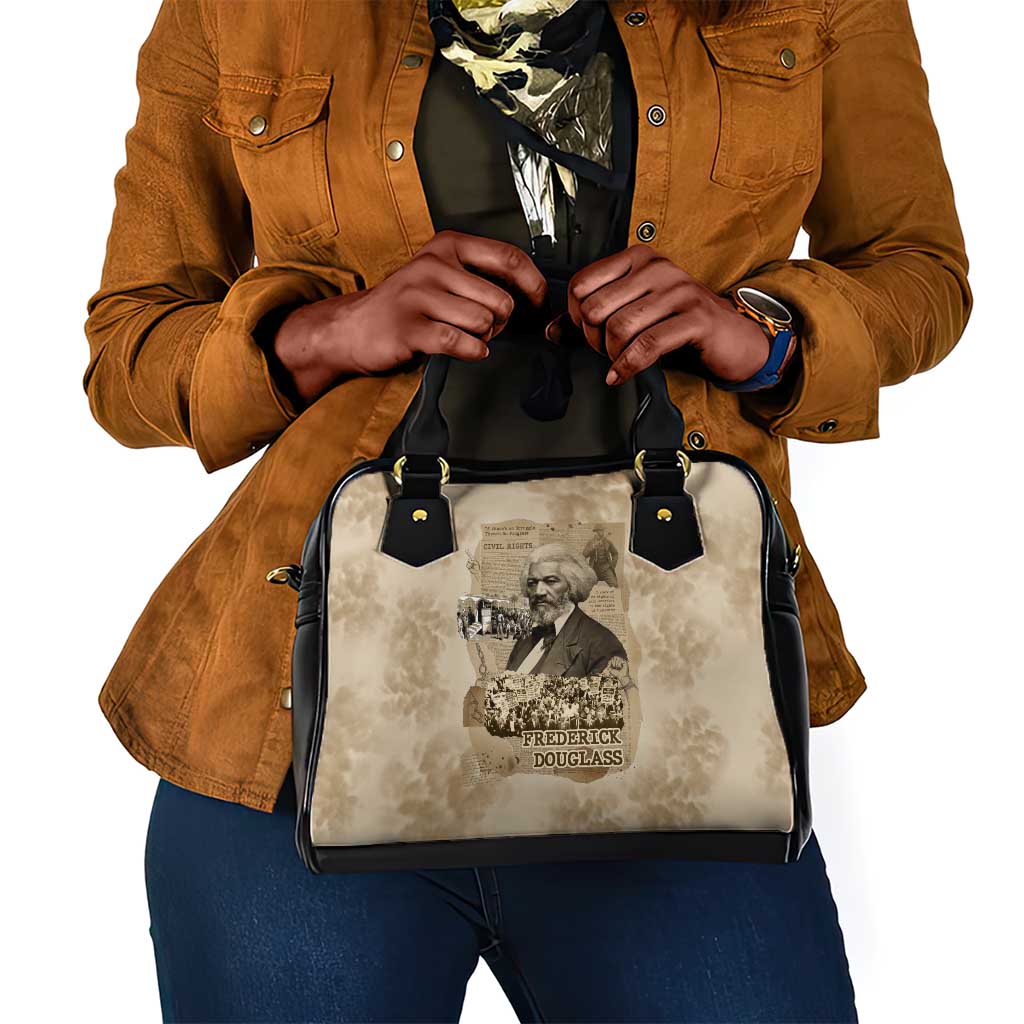 Frederick Douglass Shoulder Handbag Sepia Newspaper Collage Civil Rights March Historic Quote Design - Wonder Print Shop