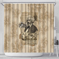 Frederick Douglass Shower Curtain Sepia Newspaper Collage Civil Rights March Historic Quote Design - Wonder Print Shop
