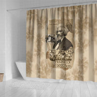 Frederick Douglass Shower Curtain Sepia Newspaper Collage Civil Rights March Historic Quote Design - Wonder Print Shop