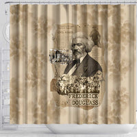 Frederick Douglass Shower Curtain Sepia Newspaper Collage Civil Rights March Historic Quote Design - Wonder Print Shop