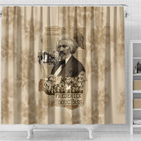 Frederick Douglass Shower Curtain Sepia Newspaper Collage Civil Rights March Historic Quote Design - Wonder Print Shop