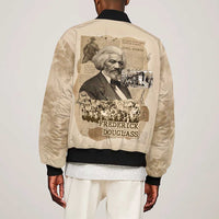 Frederick Douglass Sleeve Zip Bomber Jacket Sepia Newspaper Collage Civil Rights March Historic Quote Design - Wonder Print Shop