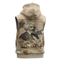 Frederick Douglass Sleeveless Zip Hoodie Sepia Newspaper Collage Civil Rights March Historic Quote Design - Wonder Print Shop