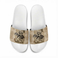 Frederick Douglass Slide Sandals Sepia Newspaper Collage Civil Rights March Historic Quote Design - Wonder Print Shop