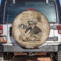 Frederick Douglass Spare Tire Cover Sepia Newspaper Collage Civil Rights March Historic Quote Design - Wonder Print Shop