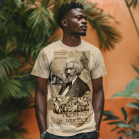Frederick Douglass T shirt Sepia Newspaper Collage Civil Rights March Historic Quote Design TS04