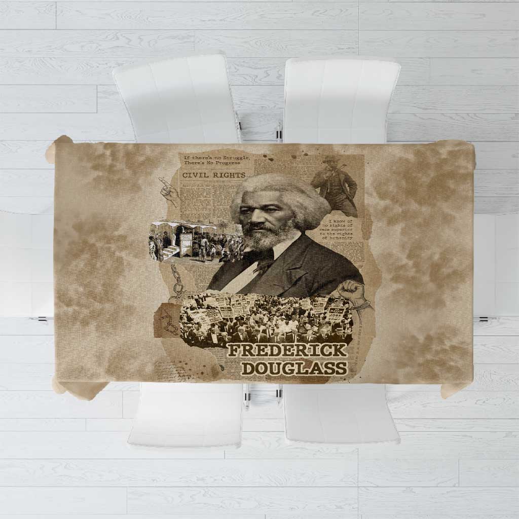 Frederick Douglass Tablecloth Sepia Newspaper Collage Civil Rights March Historic Quote Design - Wonder Print Shop