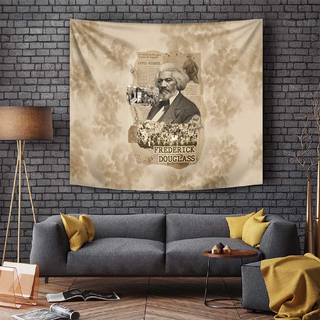 Frederick Douglass Tapestry Sepia Newspaper Collage Civil Rights March Historic Quote Design - Wonder Print Shop