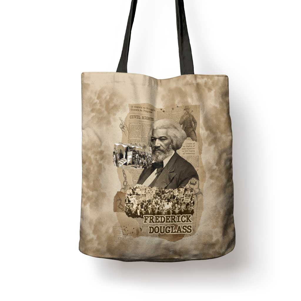Frederick Douglass Tote Bag Sepia Newspaper Collage Civil Rights March Historic Quote Design - Wonder Print Shop