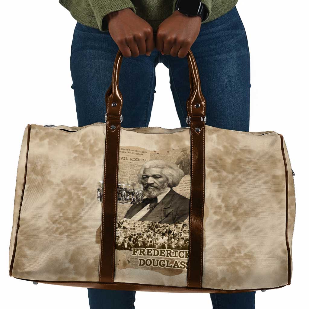 Frederick Douglass Travel Bag Sepia Newspaper Collage Civil Rights March Historic Quote Design - Wonder Print Shop