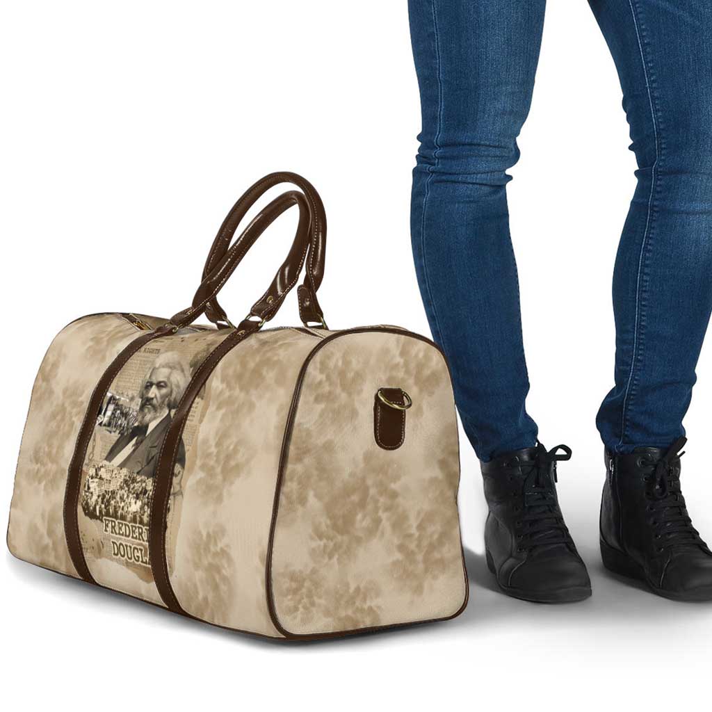Frederick Douglass Travel Bag Sepia Newspaper Collage Civil Rights March Historic Quote Design - Wonder Print Shop