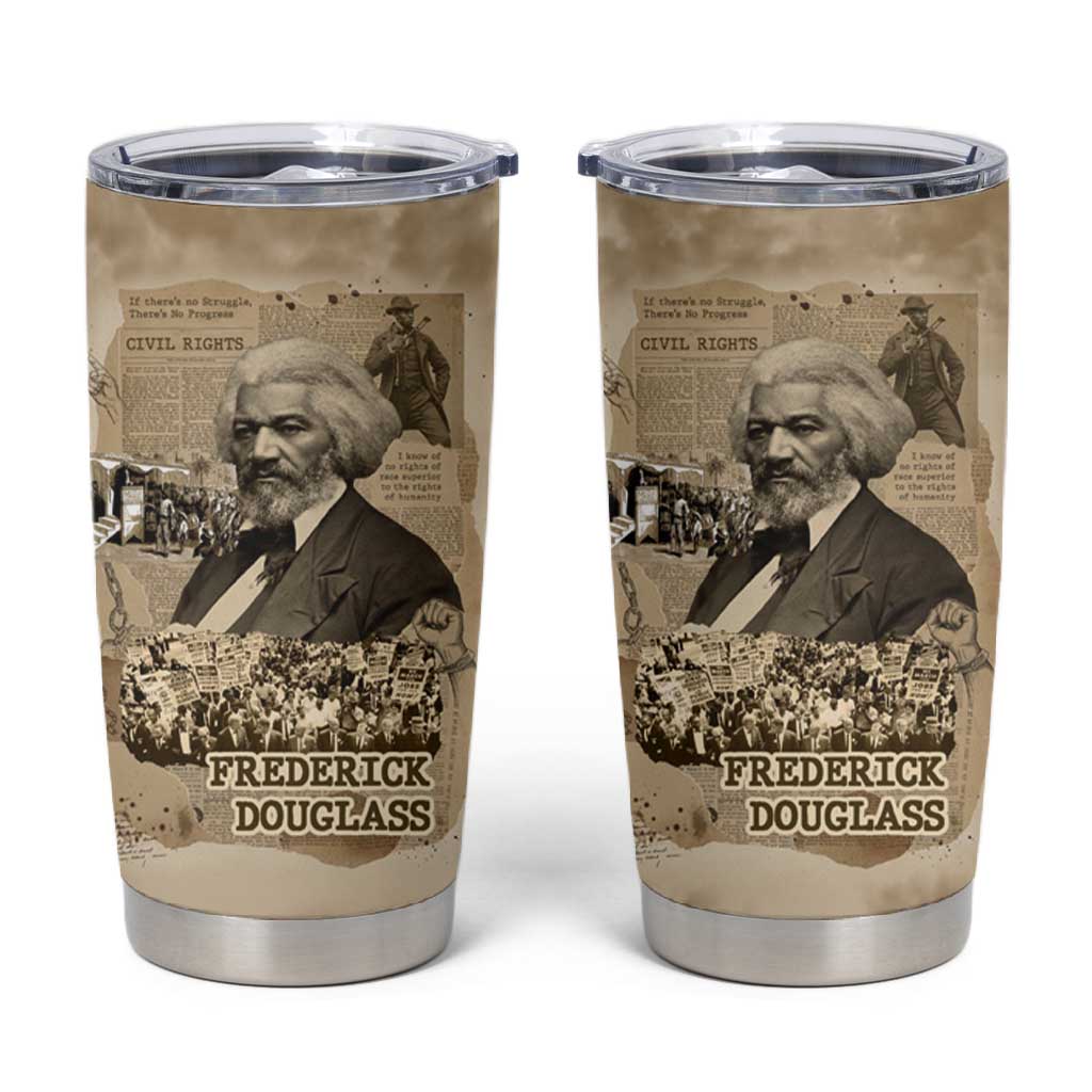 Frederick Douglass Tumbler Cup Sepia Newspaper Collage Civil Rights March Historic Quote Design - Wonder Print Shop