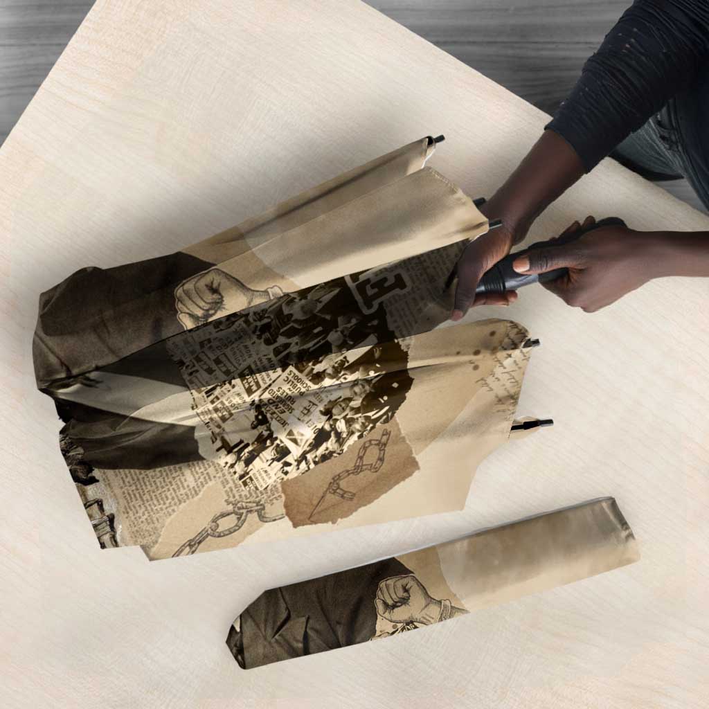 Frederick Douglass Umbrella Sepia Newspaper Collage Civil Rights March Historic Quote Design - Wonder Print Shop