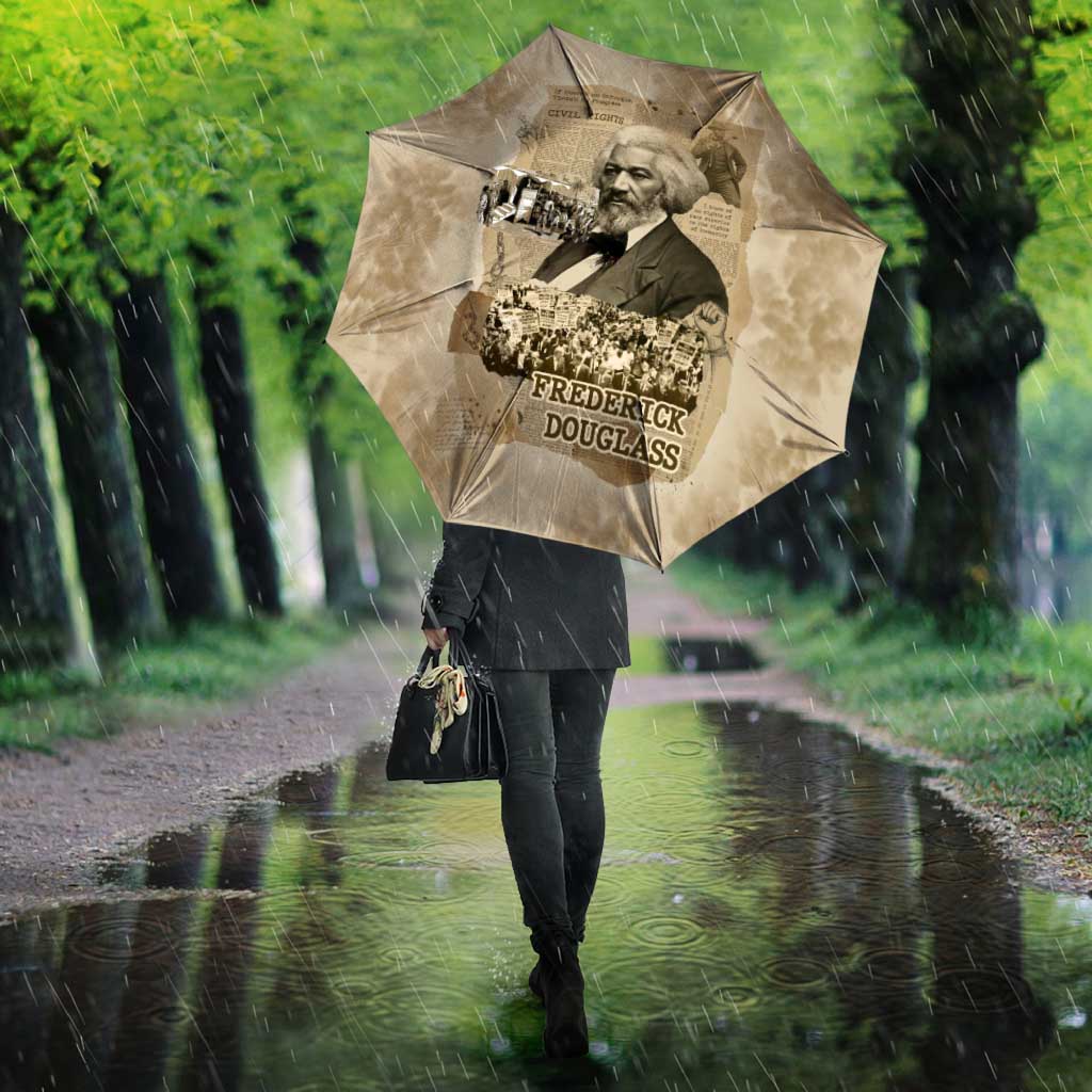 Frederick Douglass Umbrella Sepia Newspaper Collage Civil Rights March Historic Quote Design - Wonder Print Shop