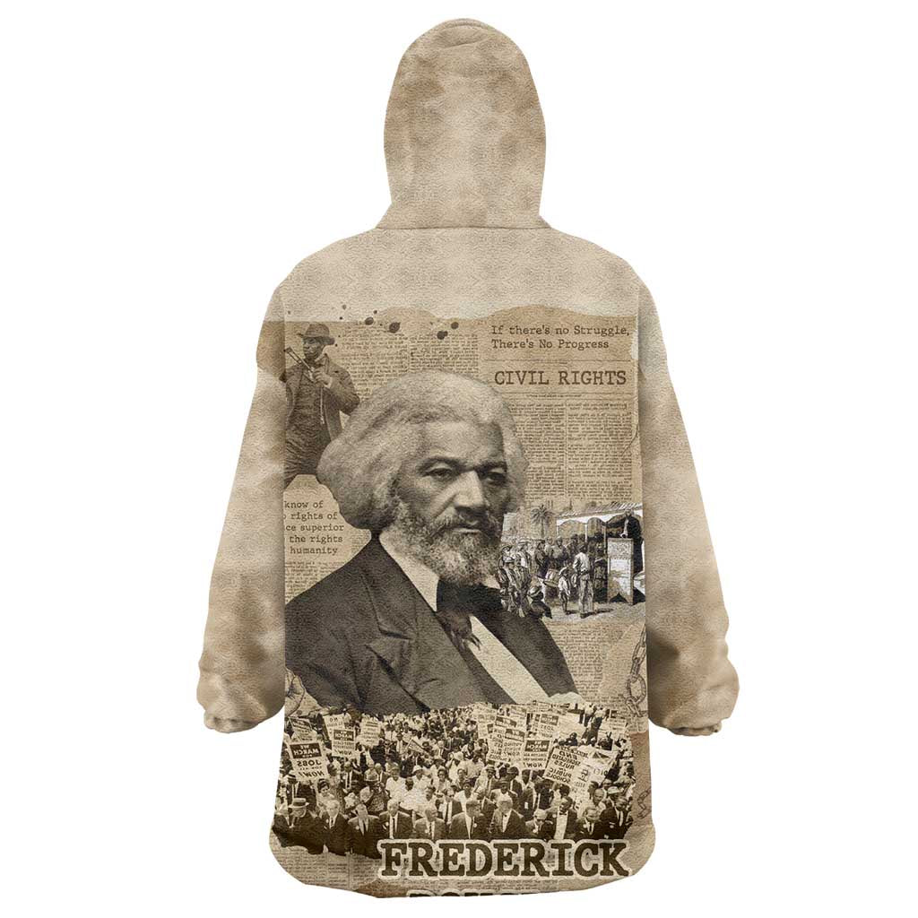 Frederick Douglass Wearable Blanket Hoodie Sepia Newspaper Collage Civil Rights March Historic Quote Design - Wonder Print Shop