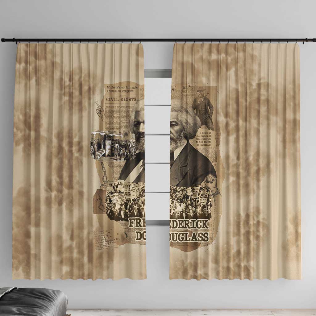 Frederick Douglass Window Curtain Sepia Newspaper Collage Civil Rights March Historic Quote Design - Wonder Print Shop