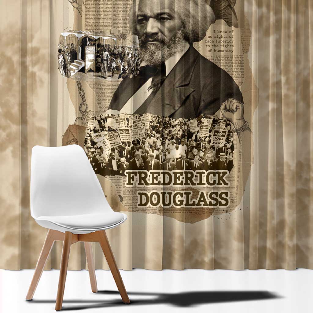 Frederick Douglass Window Curtain Sepia Newspaper Collage Civil Rights March Historic Quote Design - Wonder Print Shop