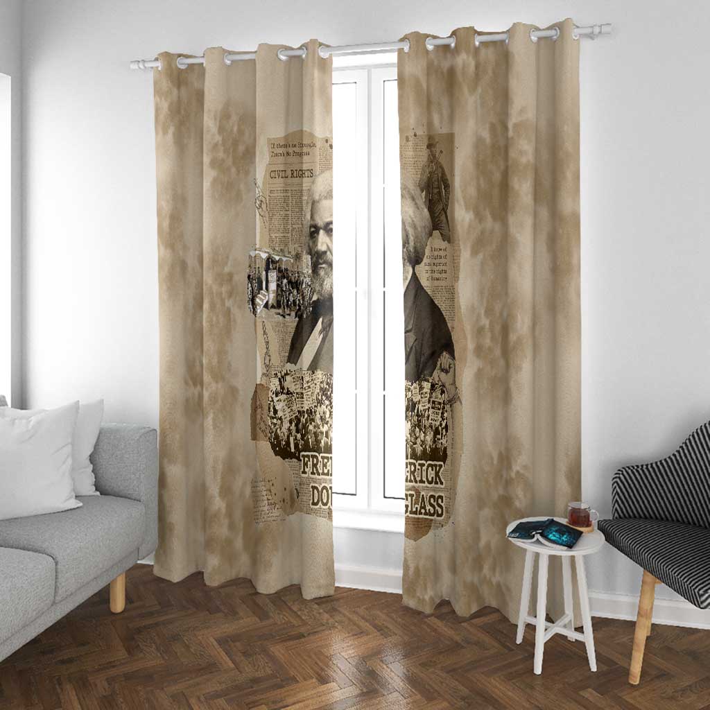 Frederick Douglass Window Curtain Sepia Newspaper Collage Civil Rights March Historic Quote Design - Wonder Print Shop