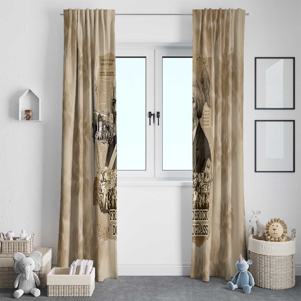 Frederick Douglass Window Curtain Sepia Newspaper Collage Civil Rights March Historic Quote Design - Wonder Print Shop