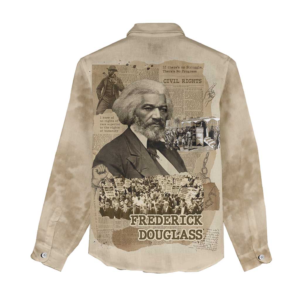 Frederick Douglass Women Casual Shirt Sepia Newspaper Collage Civil Rights March Historic Quote Design - Wonder Print Shop