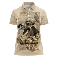 Frederick Douglass Women Polo Shirt Sepia Newspaper Collage Civil Rights March Historic Quote Design TS04