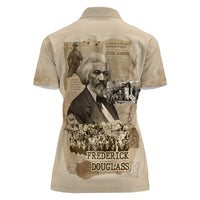 Frederick Douglass Women Polo Shirt Sepia Newspaper Collage Civil Rights March Historic Quote Design TS04
