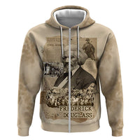 Frederick Douglass Zip Hoodie Sepia Newspaper Collage Civil Rights March Historic Quote Design - Wonder Print Shop