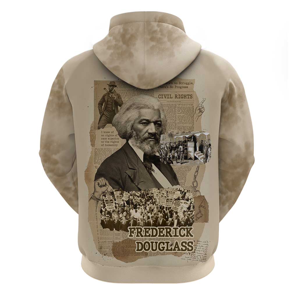 Frederick Douglass Zip Hoodie Sepia Newspaper Collage Civil Rights March Historic Quote Design - Wonder Print Shop