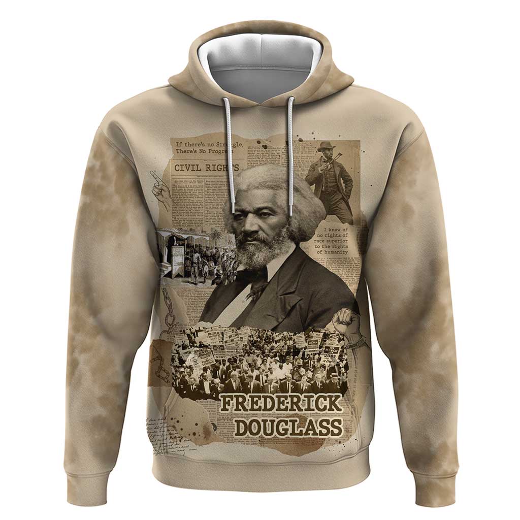 Frederick Douglass Zip Hoodie Sepia Newspaper Collage Civil Rights March Historic Quote Design - Wonder Print Shop
