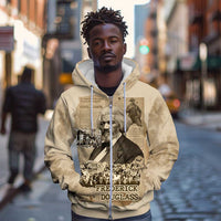 Frederick Douglass Zip Hoodie Sepia Newspaper Collage Civil Rights March Historic Quote Design - Wonder Print Shop