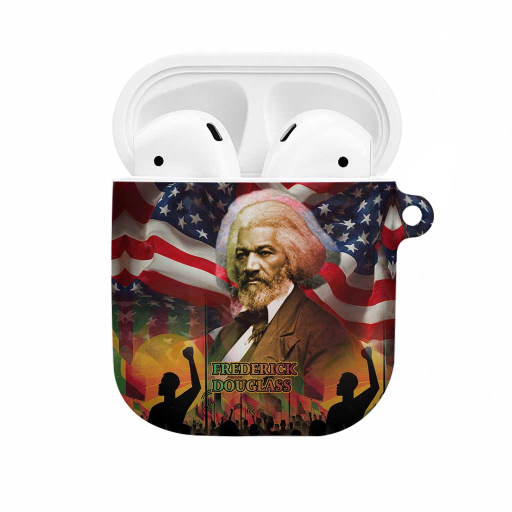 Frederick Douglass AirPods Case American Flag Background Powerful Quote Build Strong Children Civil Rights Tribute - Wonder Print Shop