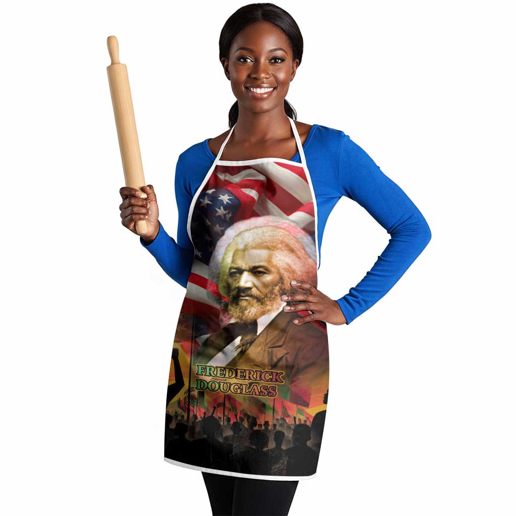 Frederick Douglass Apron American Flag Background Powerful Quote Build Strong Children Civil Rights Tribute - Wonder Print Shop