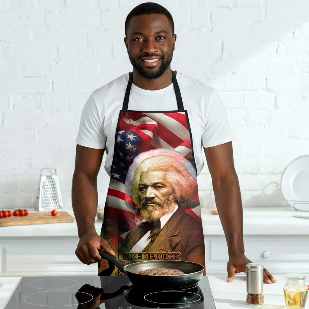 Frederick Douglass Apron American Flag Background Powerful Quote Build Strong Children Civil Rights Tribute - Wonder Print Shop