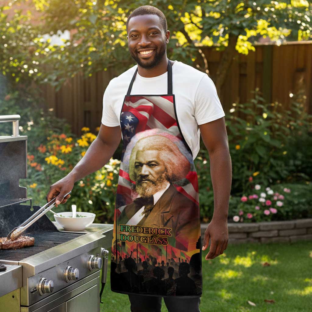 Frederick Douglass Apron American Flag Background Powerful Quote Build Strong Children Civil Rights Tribute - Wonder Print Shop