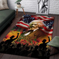 Frederick Douglass Area Rug American Flag Background Powerful Quote Build Strong Children Civil Rights Tribute - Wonder Print Shop