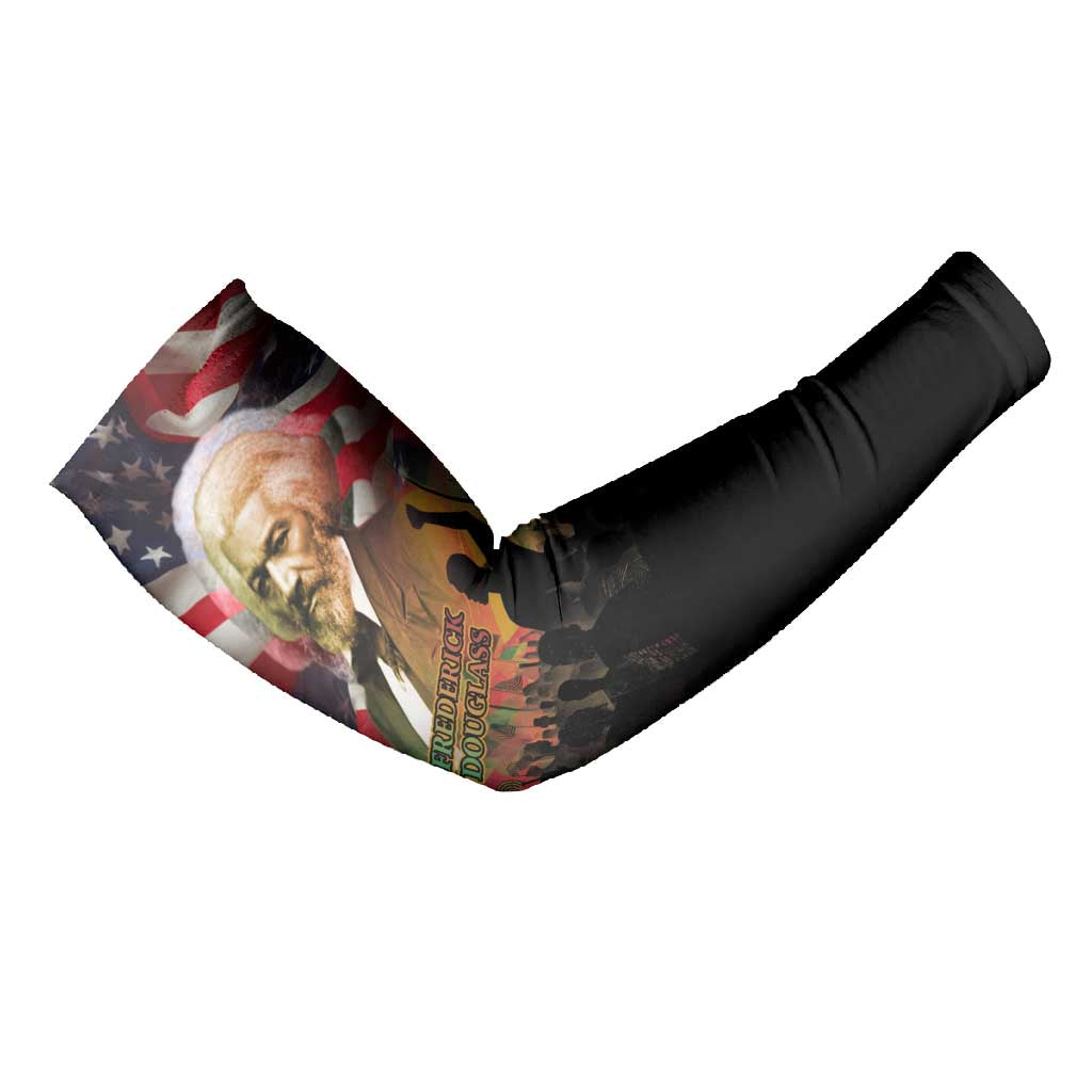 Frederick Douglass Arm Sleeves American Flag Background Powerful Quote Build Strong Children Civil Rights Tribute - Wonder Print Shop