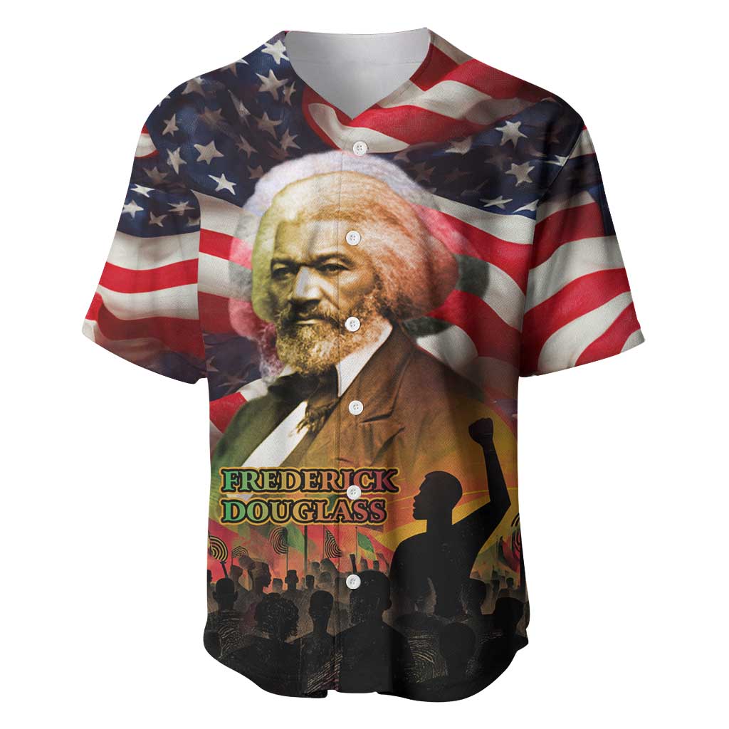 Frederick Douglass Baseball Jersey American Flag Background Powerful Quote Build Strong Children Civil Rights Tribute TS04