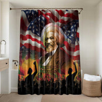 Frederick Douglass Bathroom Set American Flag Background Powerful Quote Build Strong Children Civil Rights Tribute - Wonder Print Shop