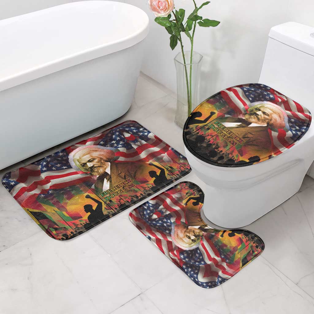 Frederick Douglass Bathroom Set American Flag Background Powerful Quote Build Strong Children Civil Rights Tribute - Wonder Print Shop