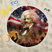 Frederick Douglass Beach Blanket American Flag Background Powerful Quote Build Strong Children Civil Rights Tribute - Wonder Print Shop