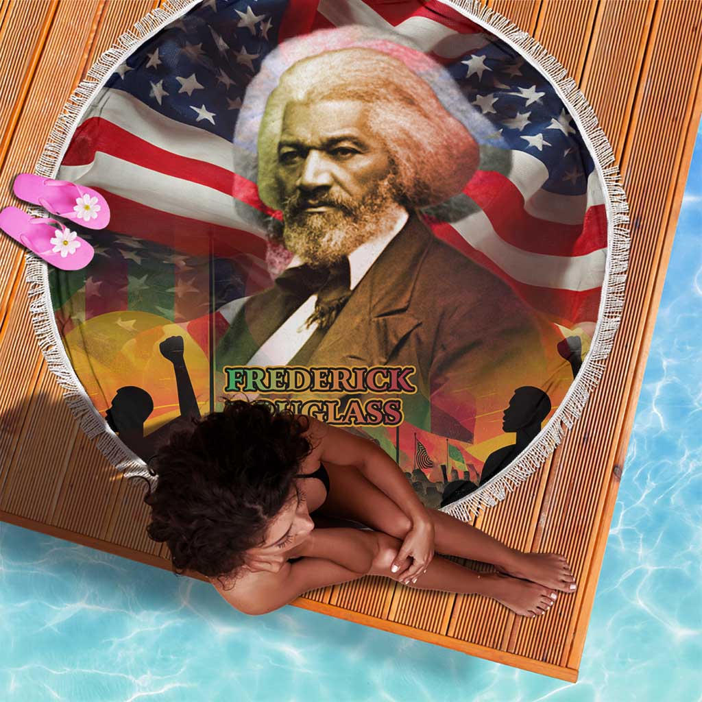 Frederick Douglass Beach Blanket American Flag Background Powerful Quote Build Strong Children Civil Rights Tribute - Wonder Print Shop