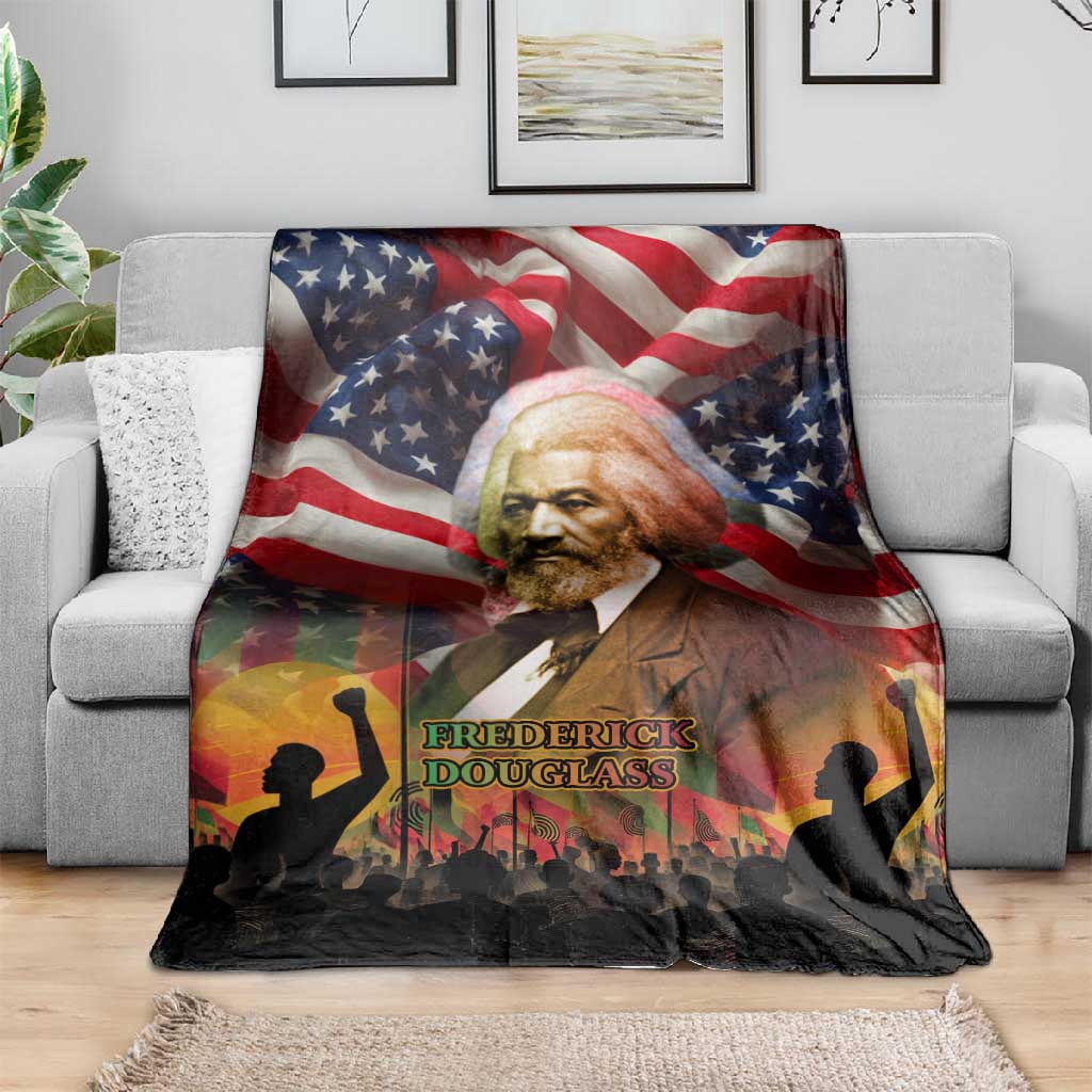 Frederick Douglass Blanket American Flag Background Powerful Quote Build Strong Children Civil Rights Tribute - Wonder Print Shop