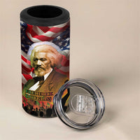 Frederick Douglass 4 in 1 Can Cooler Tumbler American Flag Background Powerful Quote Build Strong Children Civil Rights Tribute - Wonder Print Shop